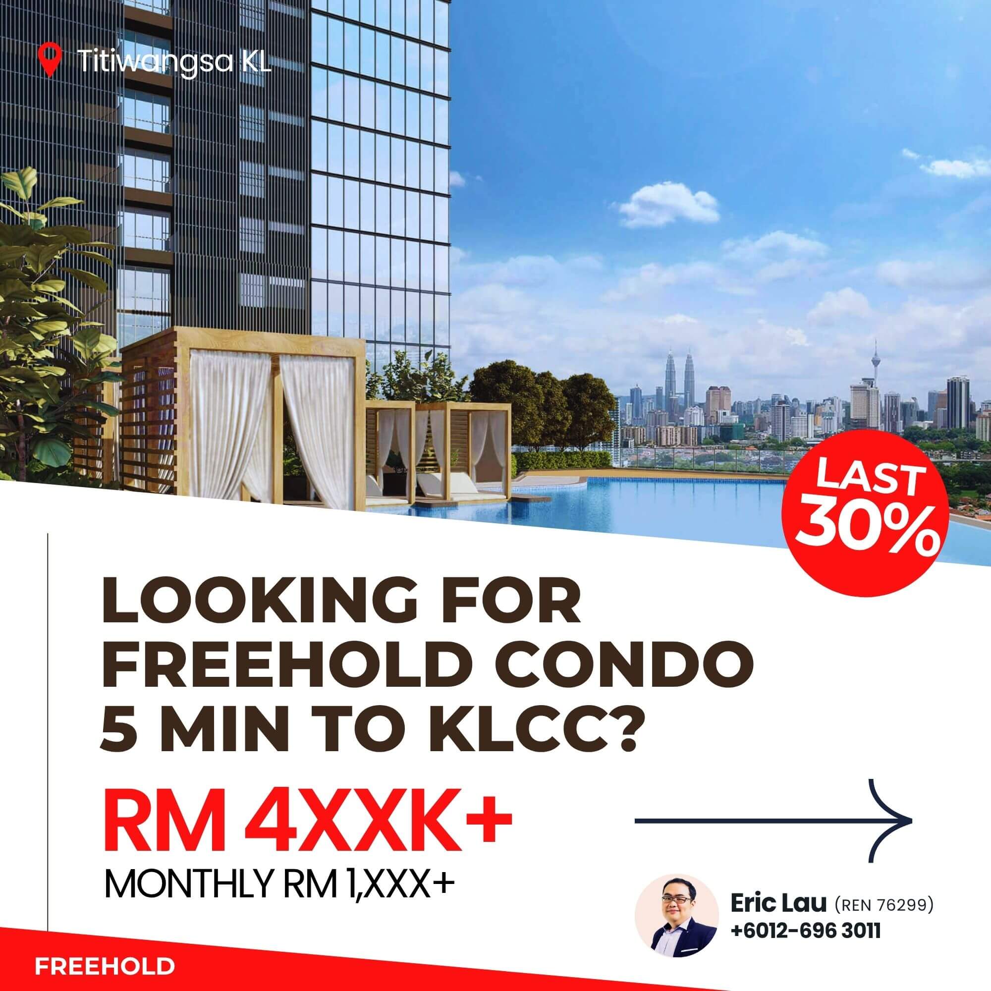 EkoTitiwangsa Freehold 5 min to KLCC Investment Eric Lau REN76299 +6012